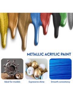 Flash Flash Premium Metallic Acrylic Paint, Highly Pigmented & Fade-Resistant, Non-Toxic, Multi-Surface Paint for Artists, Hobby Painters & Kids (Blue)  - Image 4