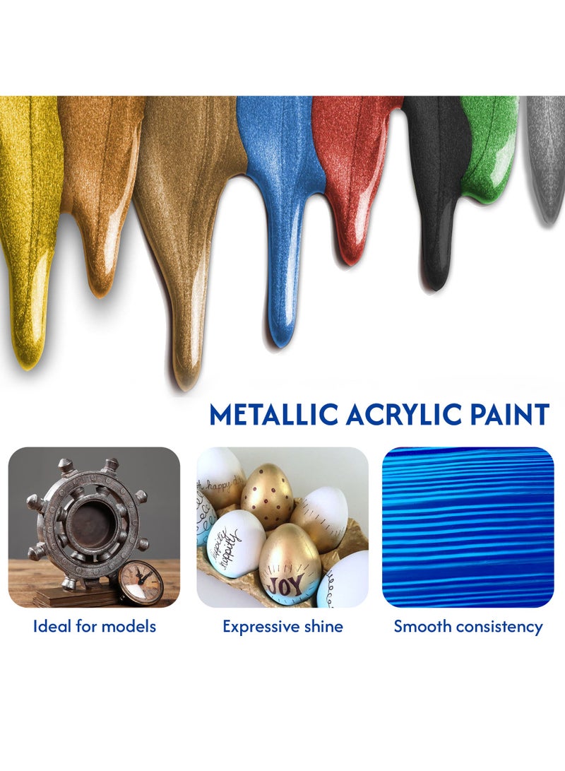 فلاش طلاء أكريليك معدني ممتاز من فلاش، مصبوغ بدرجة عالية ومقاوم للبهتان، غير سام، طلاء متعدد الأسطح للفنانين والرسامين الهواة والأطفال (أزرق) - Image 4