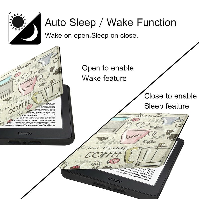 Moca حافظة لكيندل بيبر وايت الجيل 12 7" (2024) وكيندل كولور سوفت 7" (2025)، غلاف رقيق من جلد PU مع وظيفة الاستيقاظ/النوم التلقائي، إغلاق مغناطيسي، خفيف الوزن (بني)  - Image 3