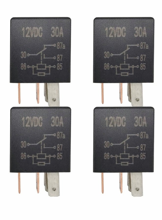 MUNTAQI 5 Pin 12V Relay 12V 30A Relay Multi Purpose Automotive Relay Black Starter Relay Car Heavy Duty Relay for Car Motor Automotive Replacement Accessories (4 PCS) - Image 1