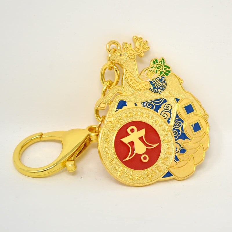 Fengshuibringluck Feng Shui 100 Blessings Energetic Deer Wealth Amulet Bring And Longevity Keychain  Fw4950  Gold  12X4.5Cm/4.7X1.7In - Image 4