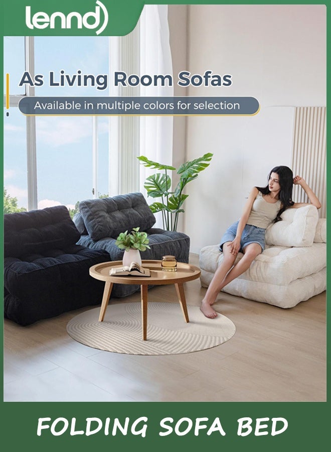 لينند سرير أريكة قابلة للطي ، كرسي نوم قابل للتحويل مع فراش قابل للطي مع دعم الظهر ، سرير كرسي قابل للطي المحمول طابق مريح أريكة صالة غرفة المعيشة غرفة النوم ، بيج ، فردية - Image 3