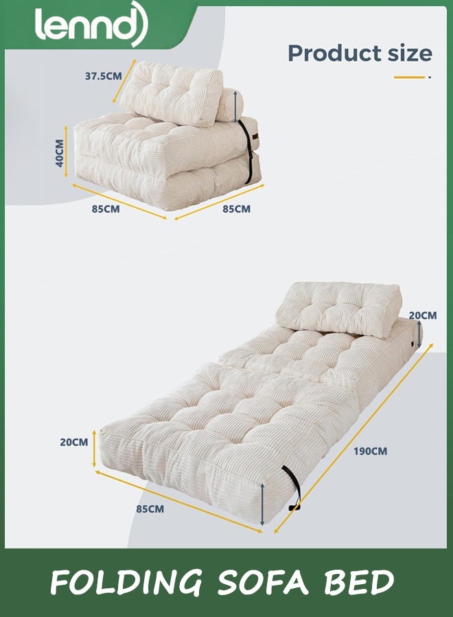 لينند سرير أريكة قابلة للطي ، كرسي نوم قابل للتحويل مع فراش قابل للطي مع دعم الظهر ، سرير كرسي قابل للطي المحمول طابق مريح أريكة صالة غرفة المعيشة غرفة النوم ، بيج ، فردية - Image 2