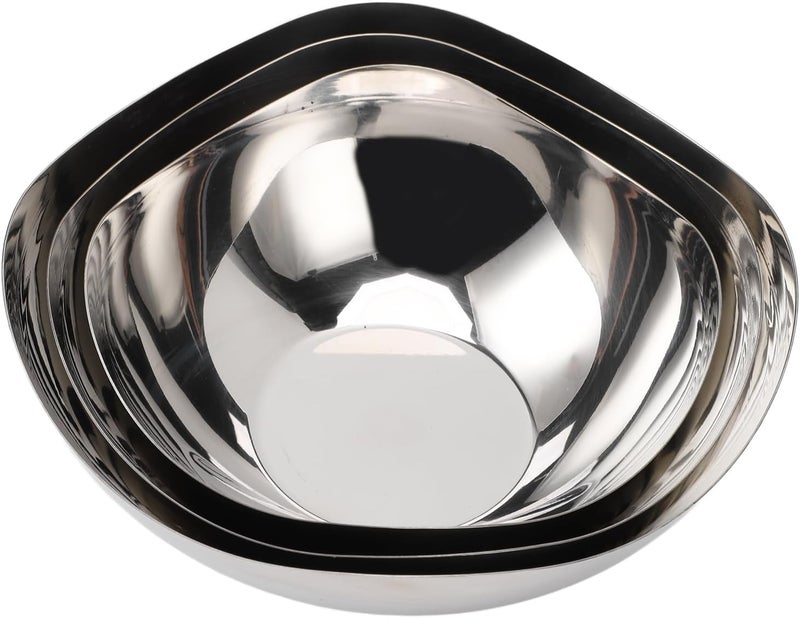 Stainless Steel Mixing Bowls, 3 Piece Rust Sturdy Large Capacity Set Irregular Design, Mixing Bowl Set with Spacious Space for Kitchen Home Restaurant Food Storage - Image 2