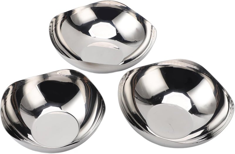 Stainless Steel Mixing Bowls, 3 Piece Rust Sturdy Large Capacity Set Irregular Design, Mixing Bowl Set with Spacious Space for Kitchen Home Restaurant Food Storage - Image 4