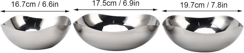 Stainless Steel Mixing Bowls, 3 Piece Rust Sturdy Large Capacity Set Irregular Design, Mixing Bowl Set with Spacious Space for Kitchen Home Restaurant Food Storage - Image 3