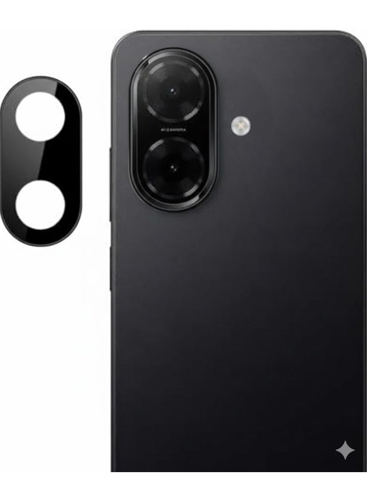 واقي عدسة كاميرا لهاتف سامسونج A07، بتصميم حلقة معدنية، وغطاء شاشة من الزجاج المقسّى، وحماية كاملة (أسود) - Image 1