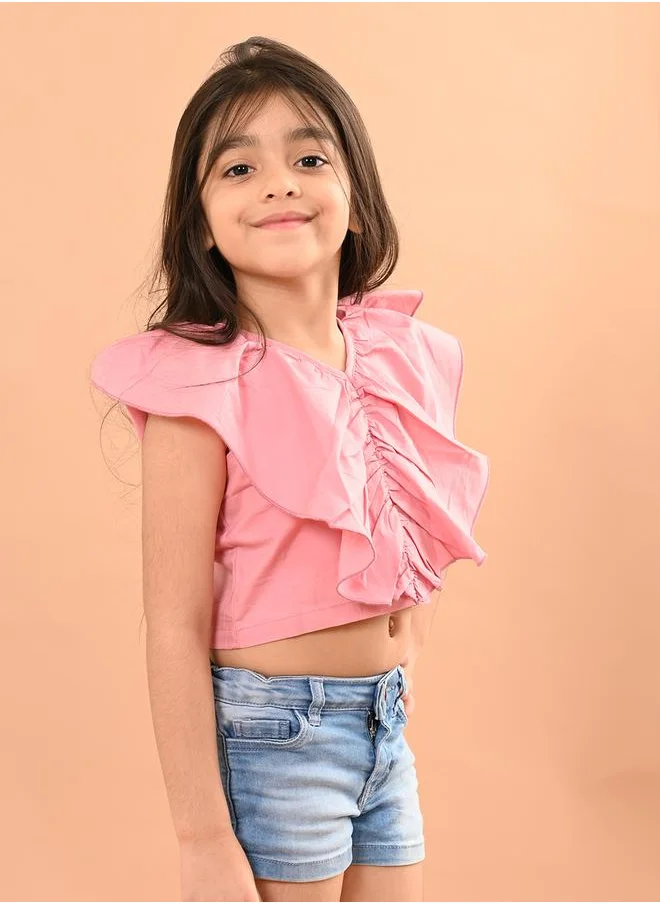 LILPICKS Ruffled V Neck Crop Top by Styli