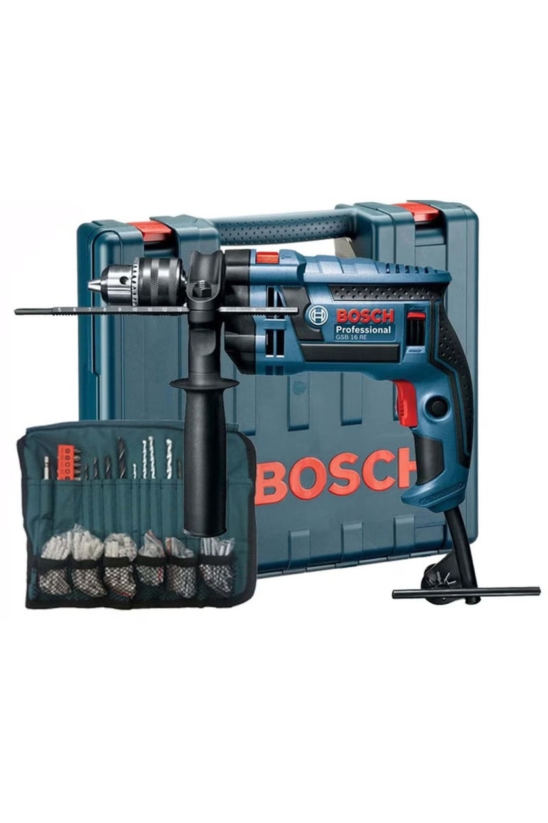 BOSCH GSB 16 RE Professional Corded Impact Drill, 06012281L1 (750 W) + Accessory Set - Image 1