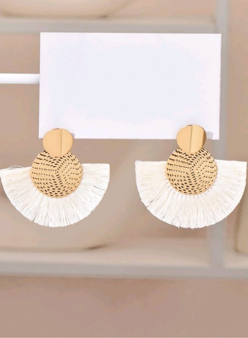 شي إن أقراط  شي ان حلق نسائية متدلية على شكل شرابة بتصميم بوهو صيفي عتيق  - Image 3