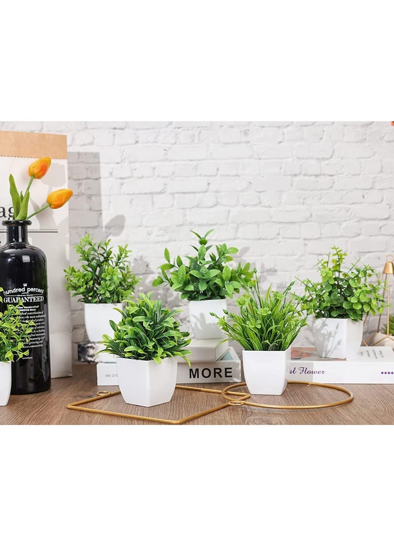 مجموعة من 6 نباتات صناعية صغيرة، نباتات صناعية صغيرة للاستخدام الداخلي، لرفوف الحمام والديكور المنزلي الريفي (الارتفاع الإجمالي 12 سم) - Image 2