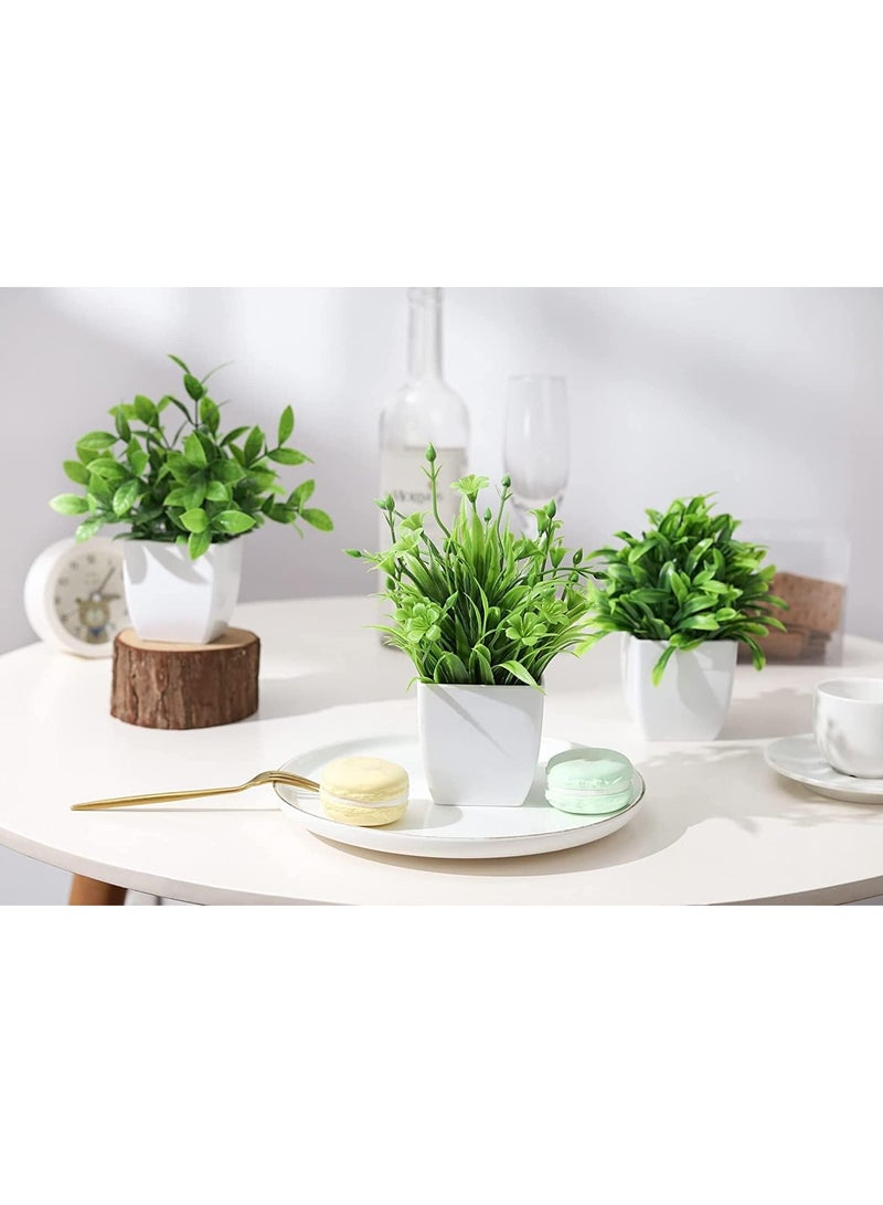 مجموعة من 6 نباتات صناعية صغيرة، نباتات صناعية صغيرة للاستخدام الداخلي، لرفوف الحمام والديكور المنزلي الريفي (الارتفاع الإجمالي 12 سم) - Image 3