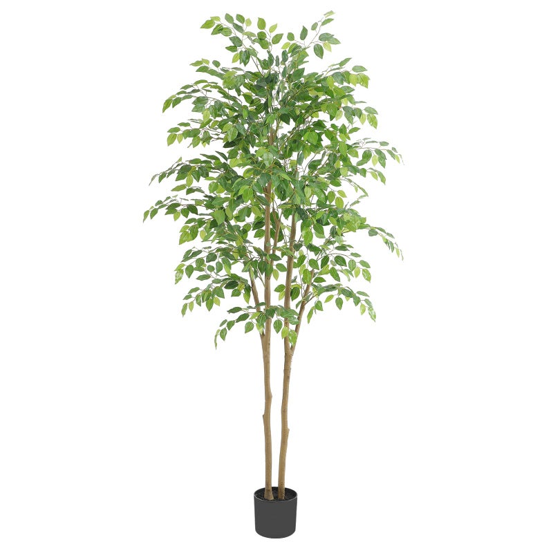 Nafresh Tall UV Resistant Ficus Tree Artificial6ft72in Faux Ficus Tree with Realistic Smooth and Shiny Leaves Fake Trees Indoor Outdoor for Home Office Living Room Bedroom Foyer Porch Decor