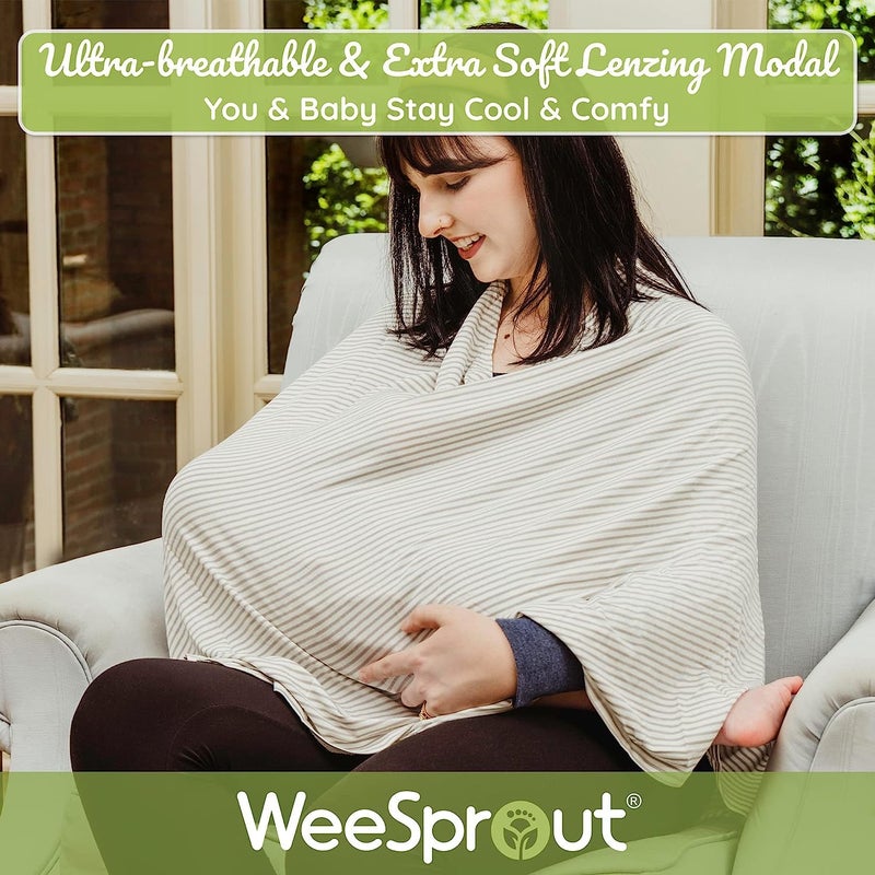 WeeSprout Nursing Cover for Breastfeeding, Soft & Breathable Nursing Poncho, Neck Insert for Hands-Free View, Machine Washable & Dryer Safe Feeding Cover Up - Image 3