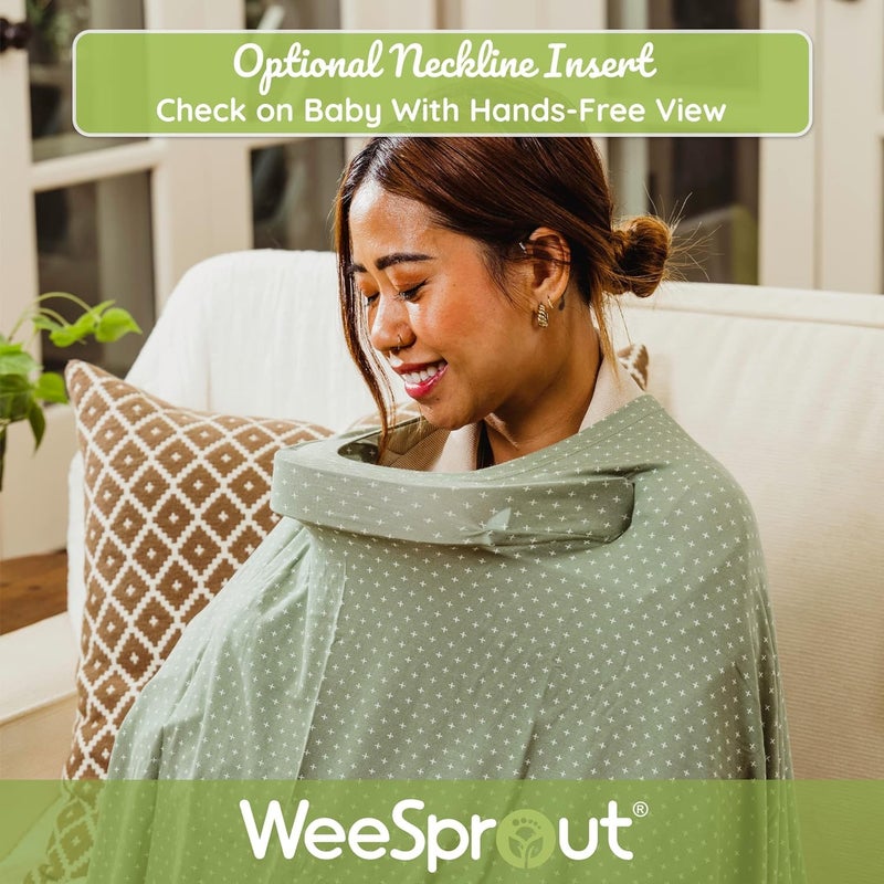 WeeSprout Nursing Cover for Breastfeeding, Soft & Breathable Nursing Poncho, Neck Insert for Hands-Free View, Machine Washable & Dryer Safe Feeding Cover Up - Image 4