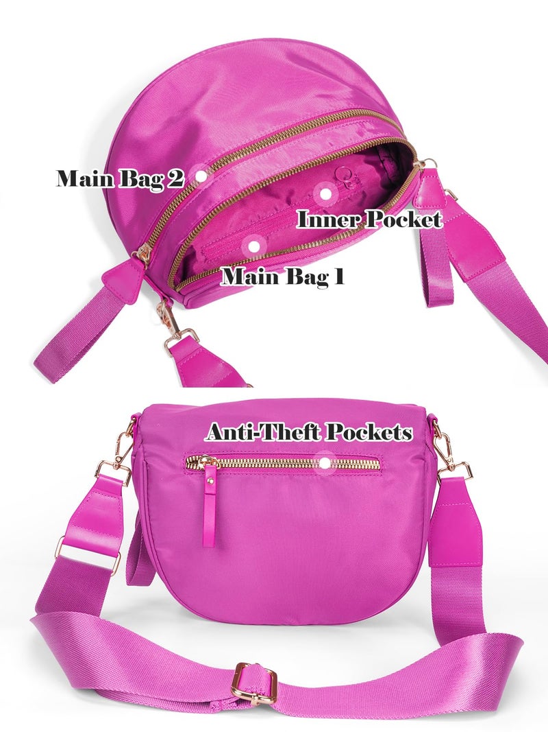 MEISEY Pure Colour Crossbody Bag Bum Bag for Women,Spacious Purse Fanny Packs Belt Bag,Oversized Bum Bag (Colour Bum Bag-Rose) - Image 4