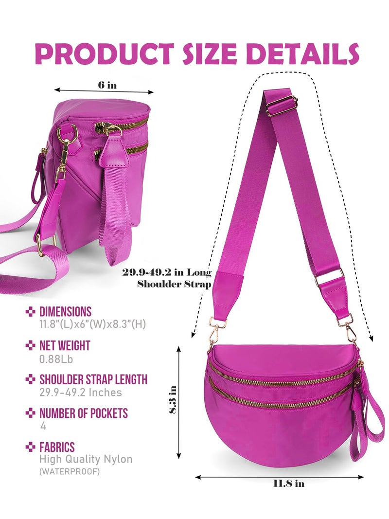 MEISEY Pure Colour Crossbody Bag Bum Bag for Women,Spacious Purse Fanny Packs Belt Bag,Oversized Bum Bag (Colour Bum Bag-Rose) - Image 3