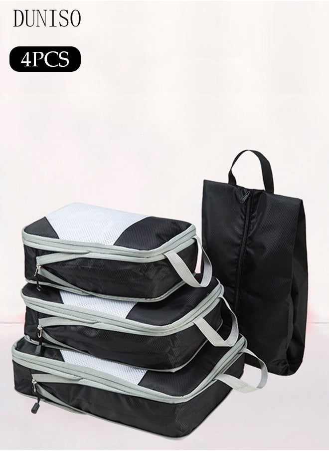 DUNISO 4-piece travel compression storage bag, waterproof clothing storage bag, compressible clothing, luggage organizer, suitable for business travel and travel  - Image 1