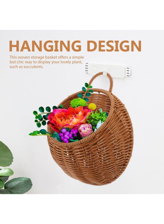 Yardwe Woven Storage Basket Boho Wall Hanging Planter Vegetable Fruit Wicker Storage Baskets Flower Holder Organizer for Kitchen Bathroom Home Restaurant - Image 2