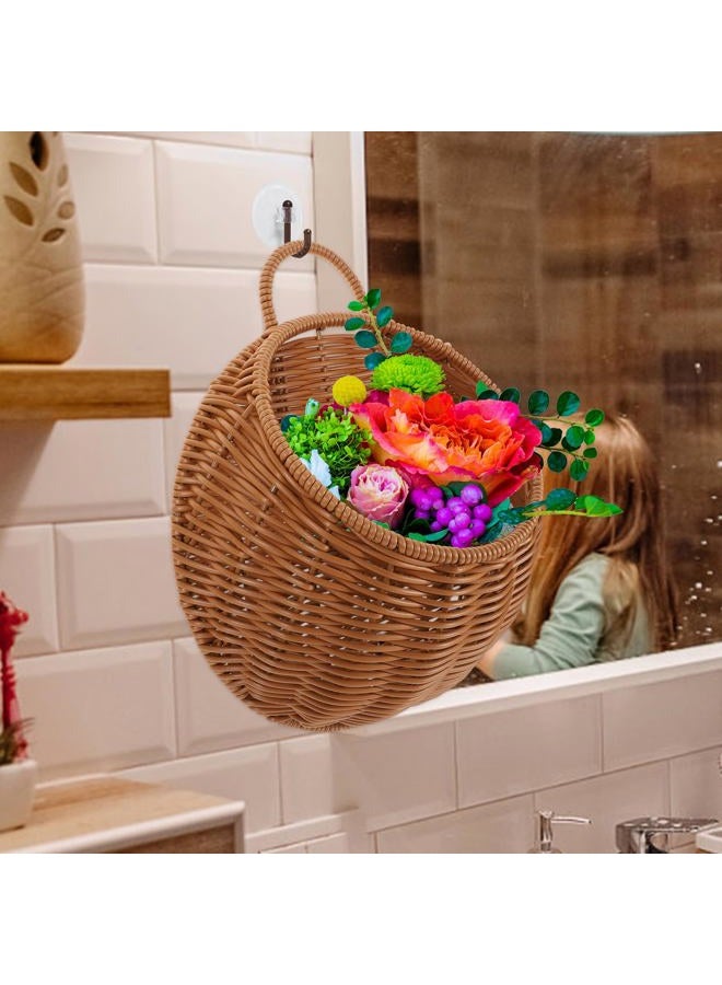 Yardwe Woven Storage Basket Boho Wall Hanging Planter Vegetable Fruit Wicker Storage Baskets Flower Holder Organizer for Kitchen Bathroom Home Restaurant - Image 5