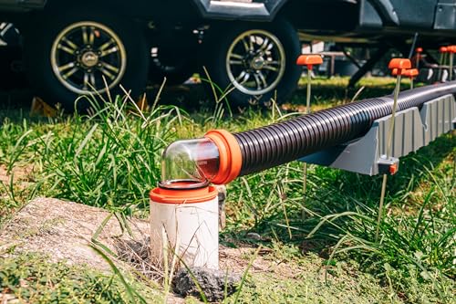 Camco RhinoFLEX 20-Ft Camper/RV Sewer Hose Kit - Features Clear Elbow Fitting w/Removable 4-in-1 Adapter - Connects to 3” Slip or 3”/3.5”/4” NPT Threaded Sewer Connection (39741) - Image 2