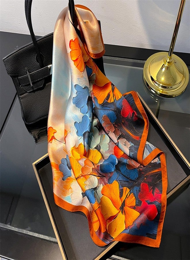 Aufeel 100% Real Mulberry Silk Women Small Square Neck Scarfs 21" Lightweight Headscarf Printed Neckerchief Gift Packed, Ginkgo Print, S - Image 3
