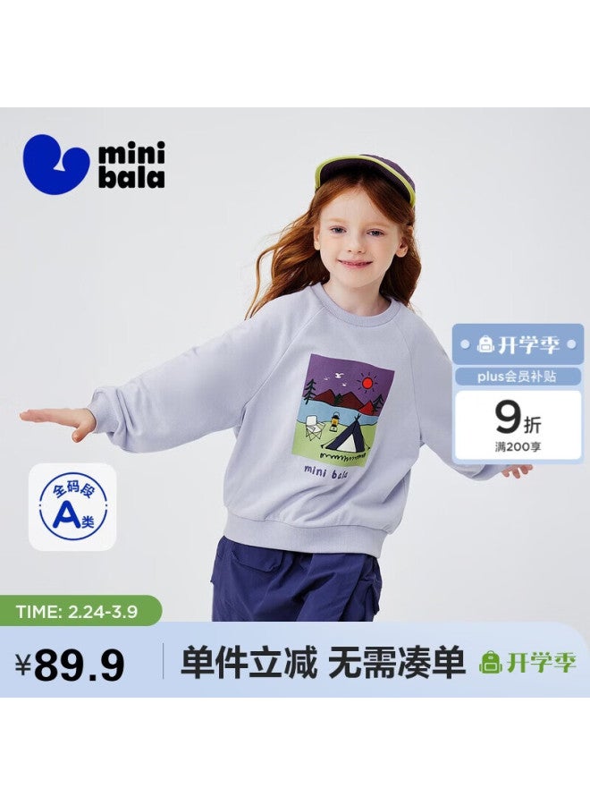 Minibala Kids Boys Girls Sweatshirt Mountain Outdoor Style Loose Fit Skin-friendly Cute Print  Spring New Arrival - Image 1