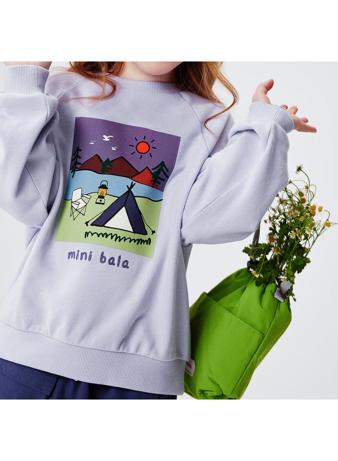 Minibala Kids Boys Girls Sweatshirt Mountain Outdoor Style Loose Fit Skin-friendly Cute Print  Spring New Arrival - Image 3
