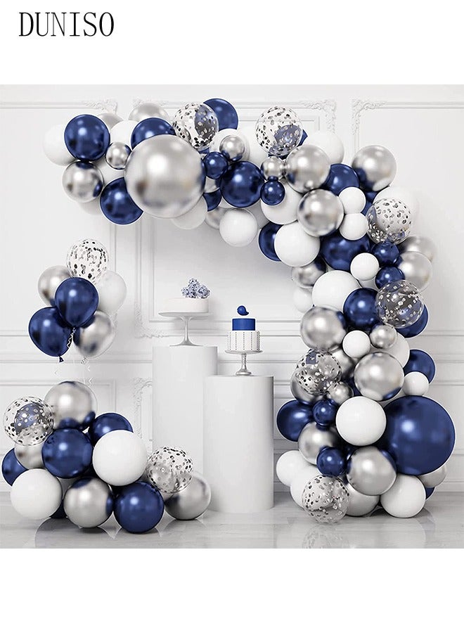 DUNISO Balloons Garland Arch Kit 148 Pcs 5/10/12/18 Inch Blue and White Latex Balloons Set For Baby Shower Wedding Birthday Party Background Decorations School Opening Ceremony - Image 5