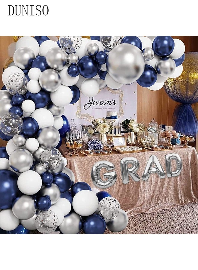 DUNISO Balloons Garland Arch Kit 148 Pcs 5/10/12/18 Inch Blue and White Latex Balloons Set For Baby Shower Wedding Birthday Party Background Decorations School Opening Ceremony - Image 3