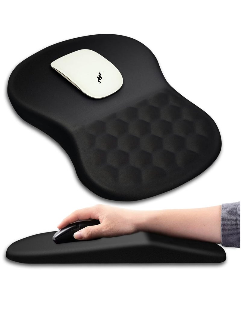 Comfortable wrist supports the mouse base, with massage design, for pain relief - anti slip polyurethane memory foam wireless and desktop 12 × 8 inch black  - Image 1