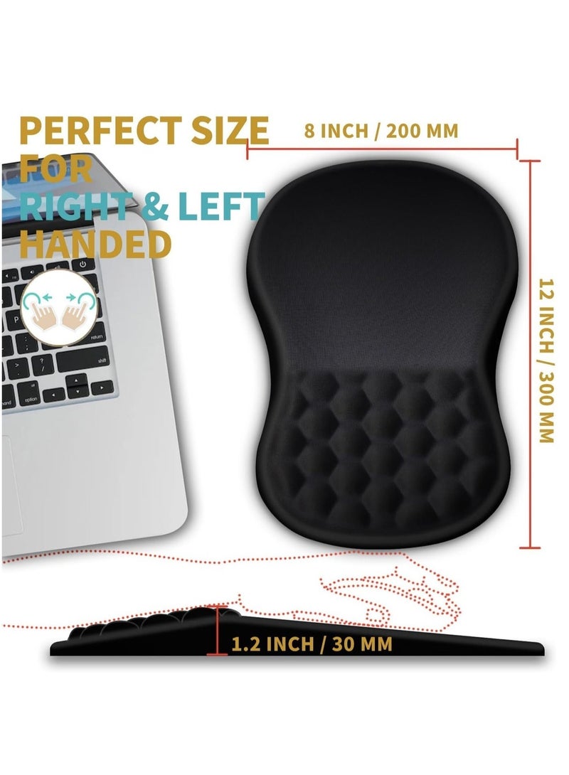 Comfortable Wrist Supports the Mouse Base, With Massage Design, For Pain Relief - Anti Slip Polyurethane Memory Foam Wireless and Desktop 12 × 8 Inch Black - Image 5