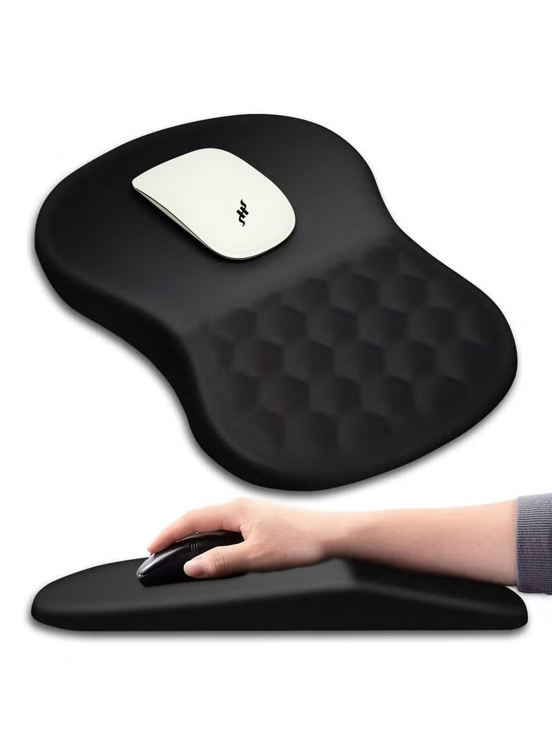 Comfortable Wrist Supports the Mouse Base, With Massage Design, For Pain Relief - Anti Slip Polyurethane Memory Foam Wireless and Desktop 12 × 8 Inch Black - Image 1