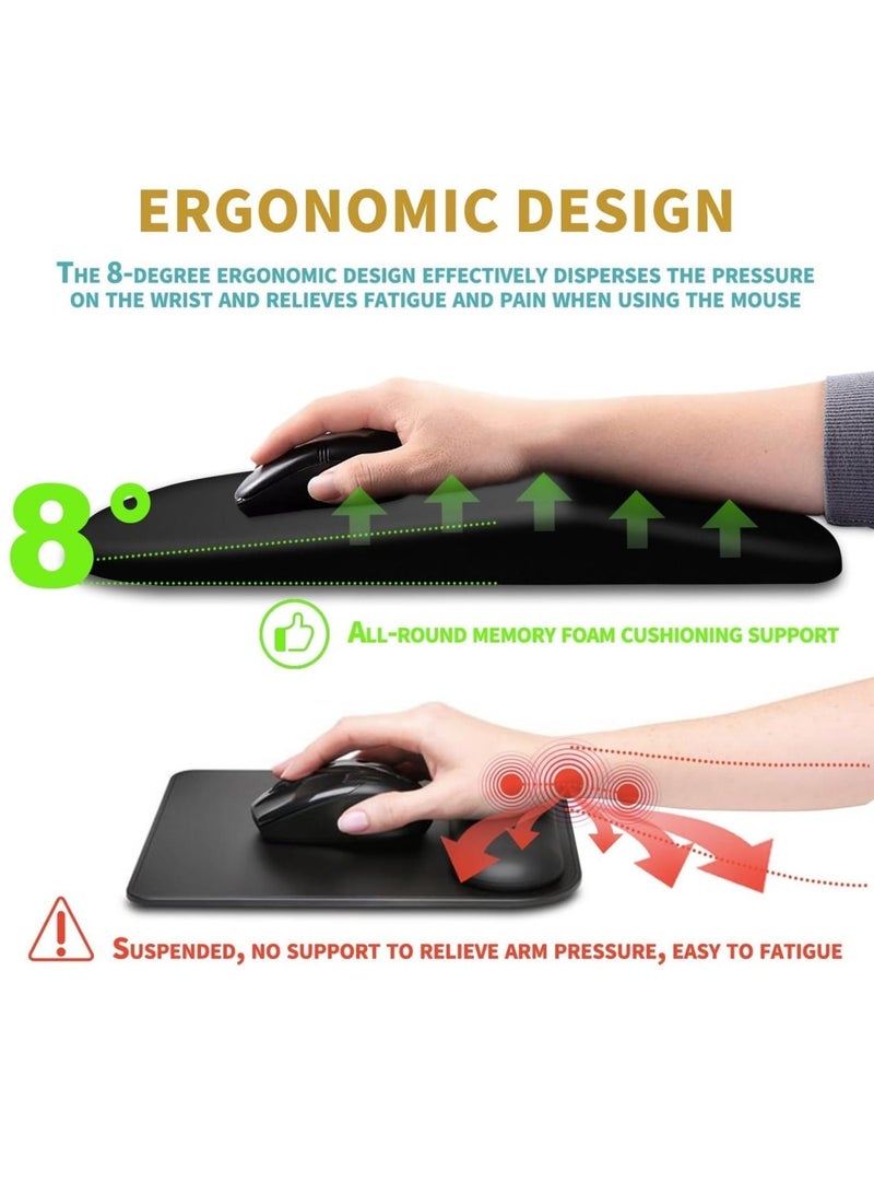 Comfortable Wrist Supports the Mouse Base, With Massage Design, For Pain Relief - Anti Slip Polyurethane Memory Foam Wireless and Desktop 12 × 8 Inch Black - Image 3