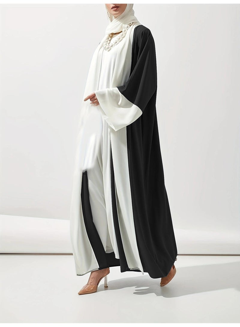 Y&D Bust 140cm Skirt Length 143cm Breathable Loose Contrast Color Drop Feeling Cardigan Robe - Image 2