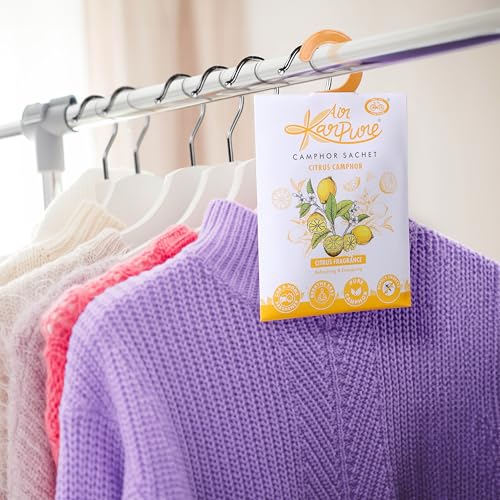 Cycle Pure Karpure Camphor Sachet - Pack of 5 | Air Freshener for Bathroom, Cars, Wardrobes, Homes, & Offices | Oudh, Citrus, Lavender, Thyme & Original Camphor Fragrance | Each Lasts up to 30 Days - Image 4