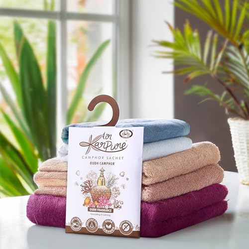 Cycle Pure Karpure Camphor Sachet - Pack of 5 | Air Freshener for Bathroom, Cars, Wardrobes, Homes, & Offices | Oudh, Citrus, Lavender, Thyme & Original Camphor Fragrance | Each Lasts up to 30 Days - Image 2