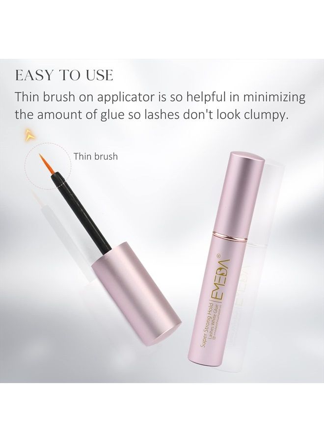 EMEDA Eyelash Glue for False Lashes Super Strong Hold Long Lasting 24H Waterproof Latex Free Best Lash Glue Eyes Strip White Clear Lash Adhesive 5ml 0.17oz - Image 5
