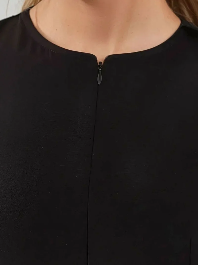 HICCUP Black Fitted V-Neck Sleeveless Zippered Top for Women | Best Price UAE