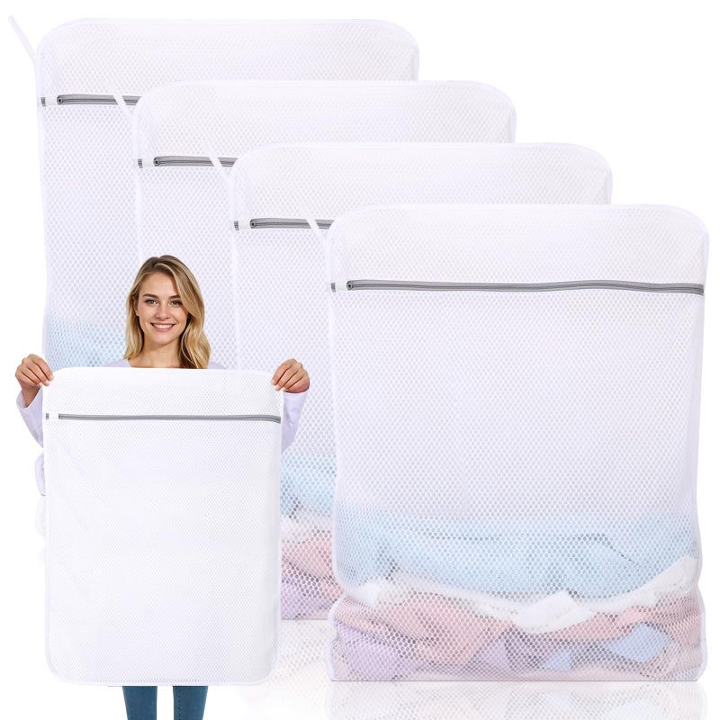 Dntorx 4 Pack XX-Large Mesh Laundry Bags for Delicates, 24 x 32 Inches - Image 1