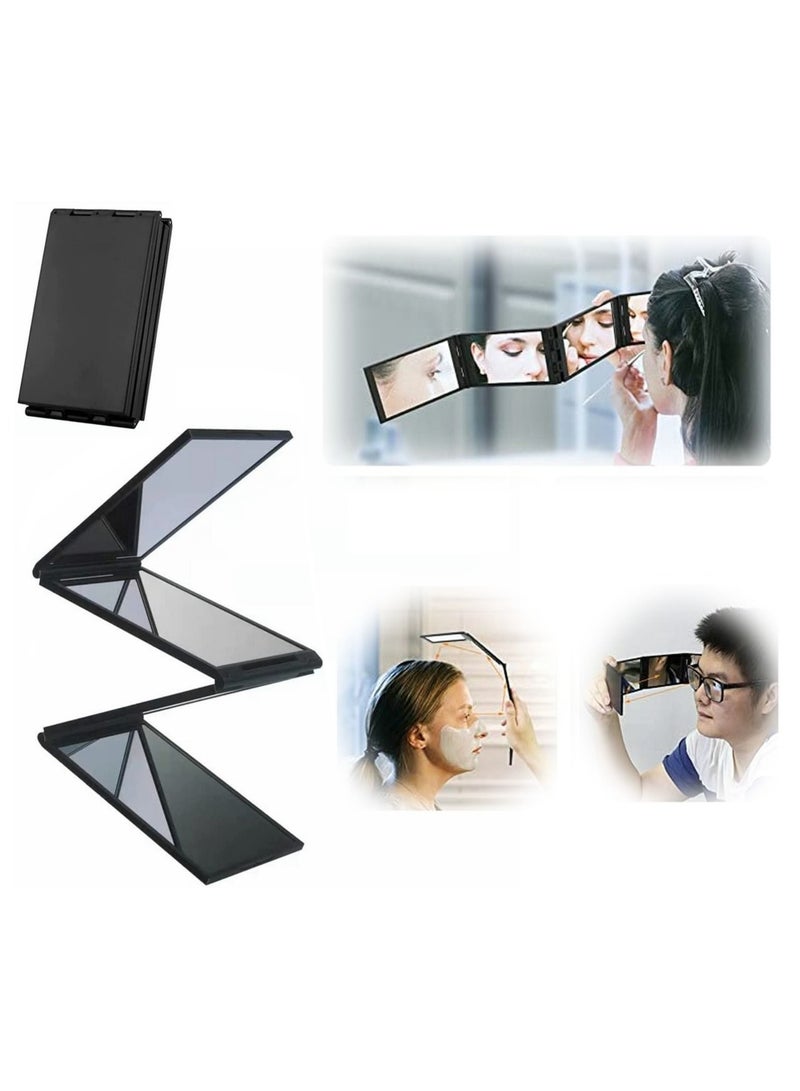 Captaintech Four Panel Folding Mirror 4 Sided Foldable Makeup Handheld Mirror Compact Tabletop Mirror for Self Styling and Hair Cutting Makeup Shaving Easy to See Your Back Head - Image 1