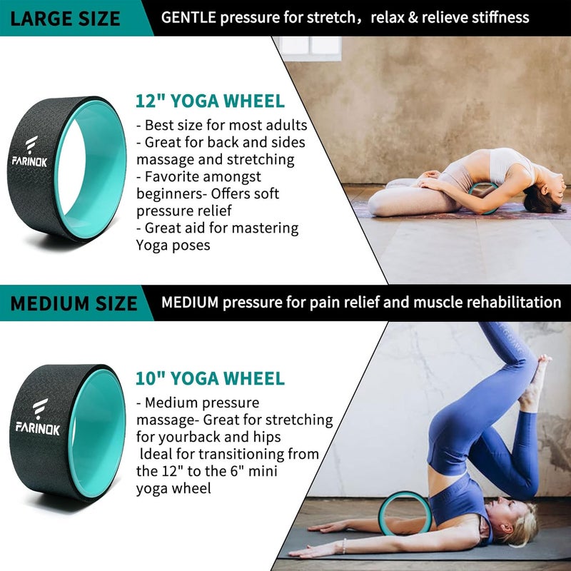 FARINOK Yoga Wheel Set of 3+1 - Upgraded 10MM Thick Back Wheels for Pain Relief & Stretching - Image 5