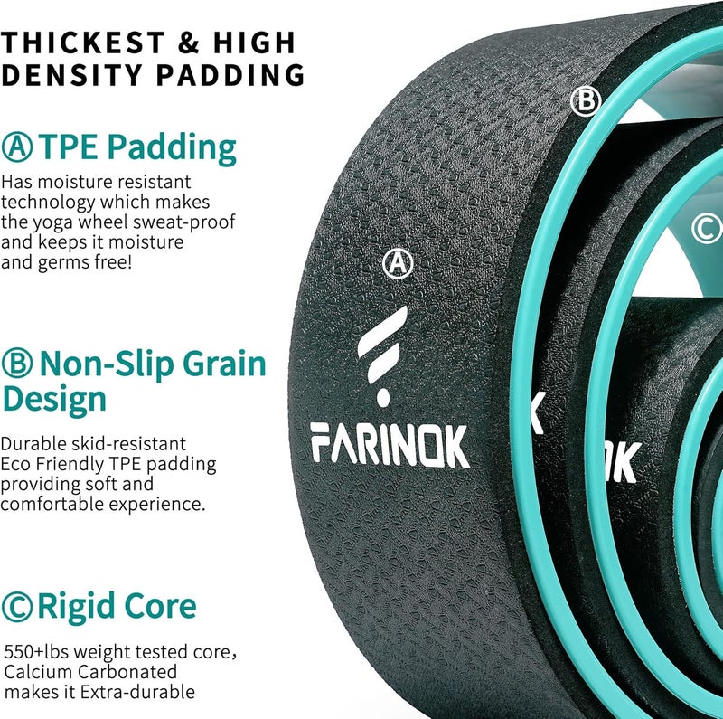 FARINOK Yoga Wheel Set of 3+1 - Upgraded 10MM Thick Back Wheels for Pain Relief & Stretching - Image 3