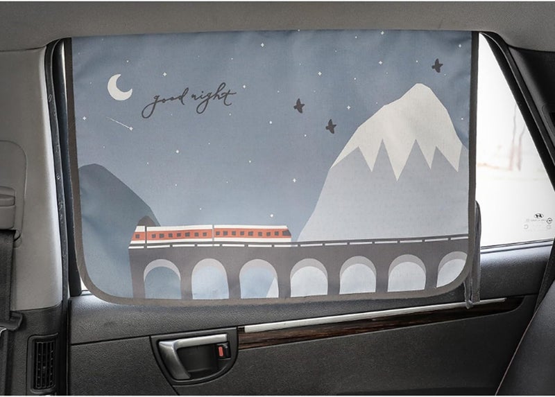 bebedeco Magnetic Car Sun Shade Curtain for Side Window – Sun Blocker and UV Protector for Baby, Kids, and Pets – Universal Fit with Built-in Magnets for Steel-Framed Door (Bebe Train) - Image 4