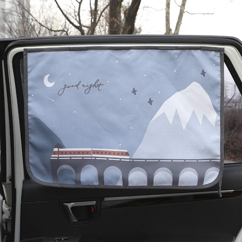 bebedeco Magnetic Car Sun Shade Curtain for Side Window – Sun Blocker and UV Protector for Baby, Kids, and Pets – Universal Fit with Built-in Magnets for Steel-Framed Door (Bebe Train) - Image 3