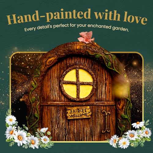 Tree Poetry Fairy Door and Windows – Glow in The Dark Yard Art Sculpture Decoration for Kids Room, Wall and Trees Outdoor | Miniature Garden Outdoor Decor Accessories with Bonus Fairy Lantern - Image 2