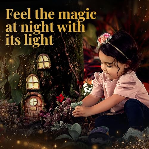 Tree Poetry Fairy Door and Windows – Glow in The Dark Yard Art Sculpture Decoration for Kids Room, Wall and Trees Outdoor | Miniature Garden Outdoor Decor Accessories with Bonus Fairy Lantern - Image 4