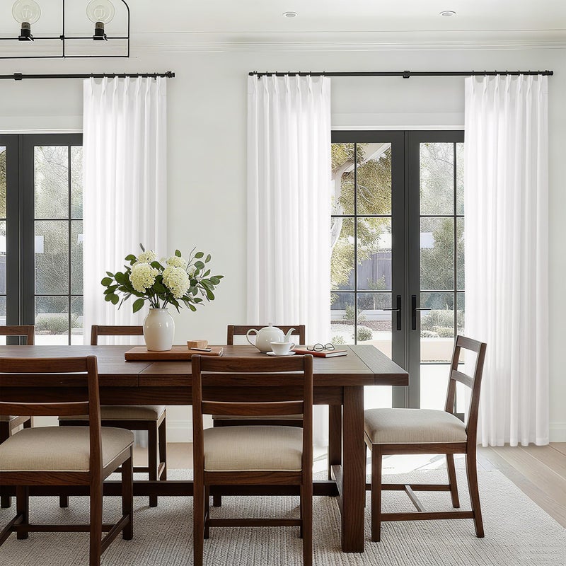 DUKIYO Pinch Pleated Linen Curtains 108 Inches Long for Living Room with Hooks Rings Back Tab Pinch Pleat Drapes for Track Ivory Light Filtering Semi Sheer 108 Inch Curtains for Dining Bedroom Ivory White - Image 3