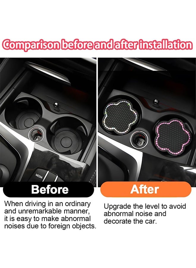 Shiny Car Cup Holder Coaster, 2PCS Non-Slip Rhinestone Crystal Vehicle Cup Holder Insert Mat, 2.75 Inch Waterproof Drink Cup Protection Pad, Universal Auto Interior Accessories (Black) - Image 5