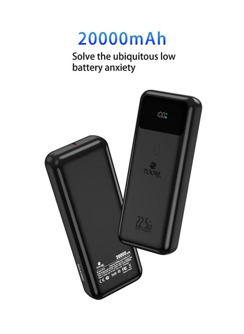 ZP-20 20000mAh 22.5W Ultra Fast Charging Power Bank 1 Input 1 Output External Battery Pack Black MAXIMO